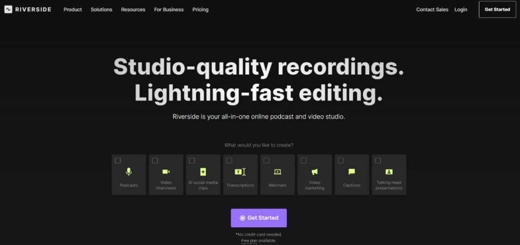 Riverside for AI editing and recording
