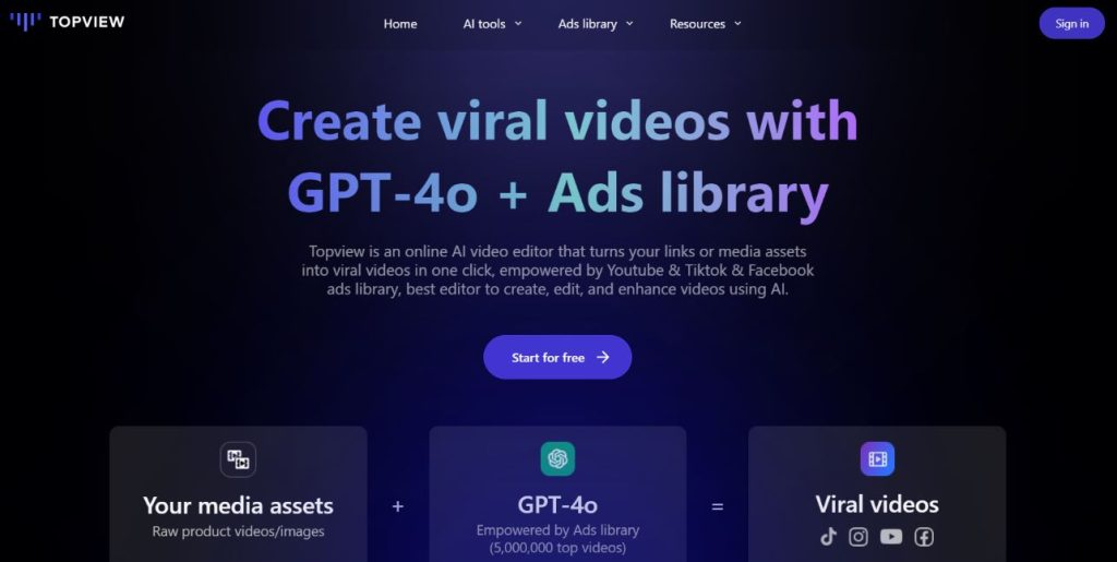 Topview AI video creation tool