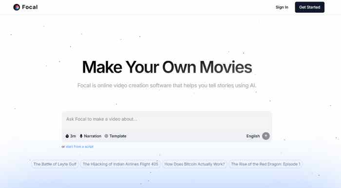 Focal ml youtube video creator from text prompt