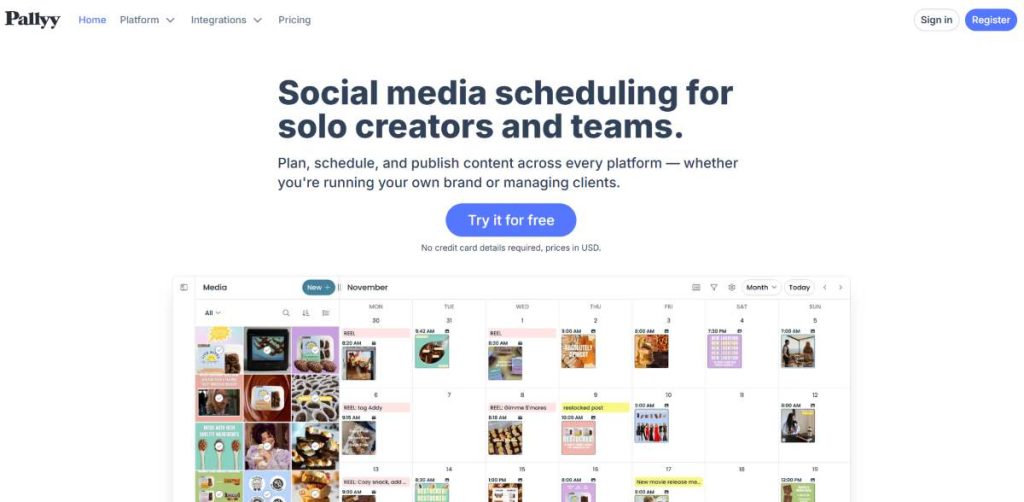 Pallyy social media schedular and bio generator