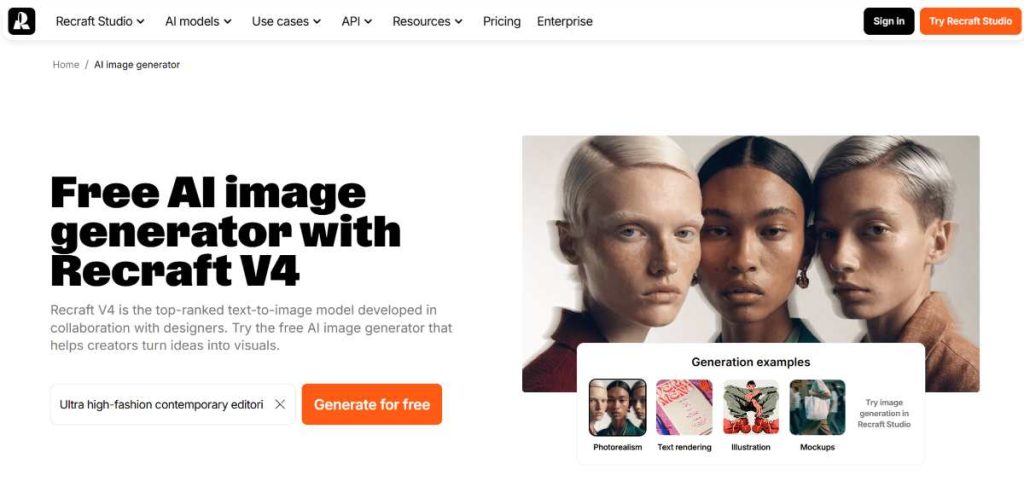 Recraft ai for image generation and editing