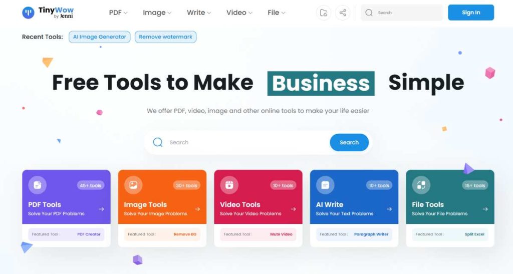 Tinywow ai image generation and editing